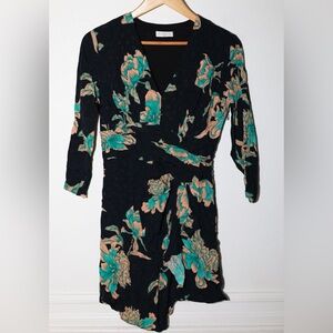 Sandro Paris Black Dress with Florals Size 38